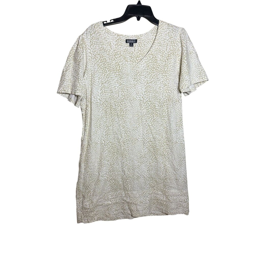 Nicole Miller Original Animal Print Linen Blend Shift Dress Tiered Bottom - XL